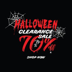 Halloween Clearance Sale Vol.1 70 percent heading design for banner or poster. Sale and Discounts Concept.