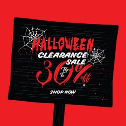Halloween Clearance Sale. 30 percent heading design for banner or poster. Sale and Discounts Concept.
