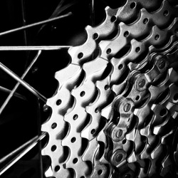 Rear mountain bike wheel detail