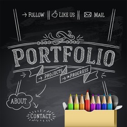 Web design portfolio template, vector illustration.