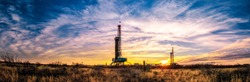 Drilling Rig Sunset Panorama