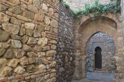 Tunnels and passageways in muslim fortification of La Alcazaba, Malaga, Spain
