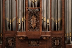 organ musical instrument closeup details pipe