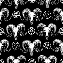 Mystical ram skull seamless pattern