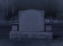 Blank Spooky Halloween Grave Stone at Night