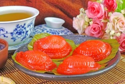 Red tortoise cake (Ang Ku Kueh, or Kue Ku) the famous Chinese auspicious pastry for longevity, good fortune and prosperity in all Chinese festivals and birthdays, popular in China and Southeast Asia