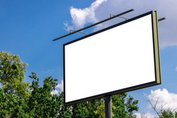 blank advertising billboard mockup. urban life. near park area. template for design. large advertising road banner.