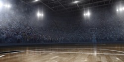 Professional basketball arena in 3D. Arena are full of fans.