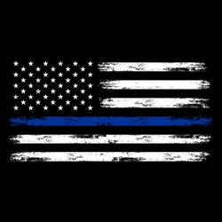 Illustration US Police Flag with distreesed, thin blue line flag, us flag, justice, cps