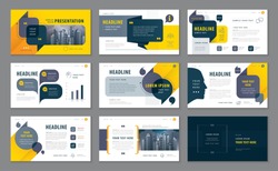 Abstract Presentation Templates, Infographic Black and Yellow elements Template design set for Brochures, flyer, Messages ,Questions and Answers, social networks, talk bubbles vector, company Profile