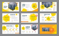 Abstract Presentation Templates, Infographic Yellow elements Template design set for Brochures, flyer, leaflet, Website design, Webpage, Questions and Answers, social networks, speech bubble, talk.