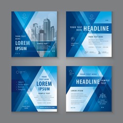 Abstract Social Media Banner Template Collection, Square Template Social Media Post Design for Digital Marketing, Abstract Geometric Triangle Background. Modern square header web banner profile.