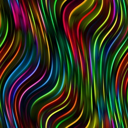 Colorful glowing waves seamless pattern, rainbow color, 3d illustration