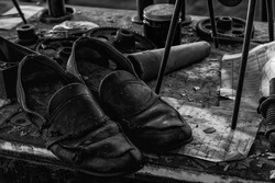 Silk Worker's Shoes at an abandoned silk mill.