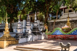 Ornate Courtyard in the Monastery at the Buddhist Wath Thammothaya Ram Temple in Luang Prabang Laos 