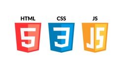 HTML5 CSS3 JS icon set. Web development logo icon set of html, css and javascript, programming symbol.
