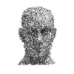 Vector head human face wireframe technology concept.