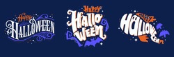 Happy Halloween vector lettering. Holiday lettering for banner. Happy Halloween poster, greeting card, party invitation. Vector illustration. 