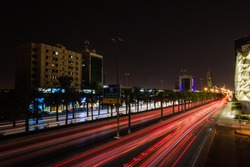 King Fahd Road at night, Riyadh