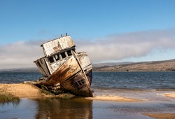 Point Reyes shipwreck, an abandoned boat in Inverness California, Point Reyes National Seashore
