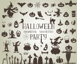 Set of silhouettes for Halloween party