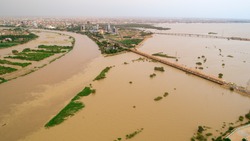 An image showing the size of the Nile River flood that hit the capital, Khartoum