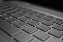 Grey keyboard closeup HP Laptop