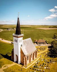 old historical church at the village of Den Hoorn Texel Island Netherlands
