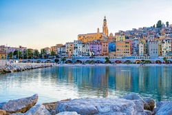 View on old part of Menton, Provence-Alpes-Cote d'Azur, France Europe during summer