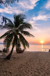 Na Jomtien Beach Pattaya Thailand, white tropical beach during sunset in Pattaya Najomtien. Sunset at the beach