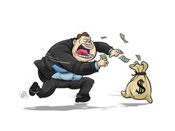 Businessman chasing money bag dollar run away.
vector file is available to download