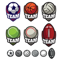 template logos for sports teams with different balls