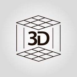 3D (three D) cube isolated flat vector icon