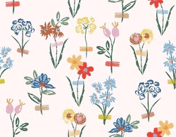 Artistic Blooming floral ,Colourful Sprogn time Hand drawing Meadow flower seamless Pattern ,Design for fashion , fabric, textile, wallpaper, wrapping and all prints