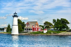 Lighthouse in The Thousand Islands archipelago, on the border between northern New York State (United States) and southeastern Ontario (Canada)