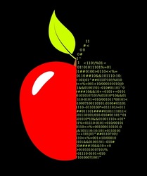 Apple with source code, vector illustration