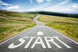 Start line on the highway disappearing into the distance concept for business planning, strategy and challenge or career path, opportunity and change