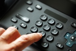 Dialing telephone keypad concept for communication, contact us and customer service support