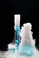 Dry ice in flasks