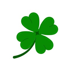 Clover four leaf icon isolated on white background. Green good luck shamrock clover plant. Flat design cartoon style vector illustration. Traditional Irish symbol for St. Patrick's day.