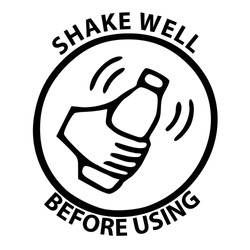 Shake well before using sign, logo, symbol, icon. Template isolated on white background. 2D simple flat Style graphic design. Black and white color. Can be used for any purposes Vector EPS10