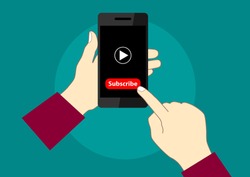 vector design of mobile phone video promotion subscribe account