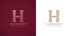 Premium design Logo with letter H in two color variations. Beautiful Logotype  for luxury company branding. Elegant and stylish identity template in red and gold .