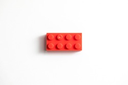 Childrens building blocks similar to legos, red