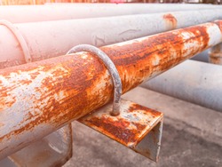 Rust and corrosion in the pipeline and metal skin.Corrosion of metal.Rust of metals.Old pipeline in .