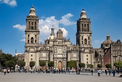 Metropolitan cathedral at main square in Mexico City 