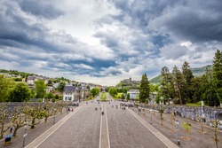 Rosary Square - View From Rosary Basilica, Sanctuary Of Our Lady Of Lourdes, Lourdes, Hautes-Pyrenees, Occitanie, France, Europe