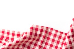 red tablecloth on white background,crumpled fabric on white background