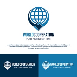 World cooperation vector logo template. This design use globe or earth symbol. Suitable for business.