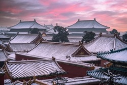 The scenery of the Forbidden City after snow in winter